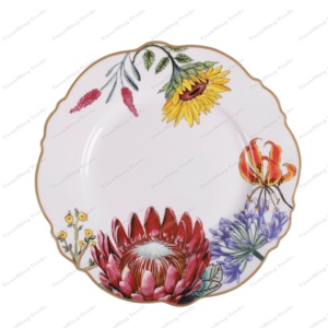 Flowers Design Dinner Plate 4-Piece From the Jenna Clifford Series Exquisite Ceramic Pottery Tableware for Home Decor - Product Image 2