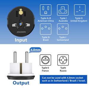 Fábrica Universal 16A 250V Adaptador de viaje de 3 vías Enchufe EU Núcleo de cobre Compatible en todo el mundo Enchufes múltiples DC Voltaje OEM y ODM - Product Image 4