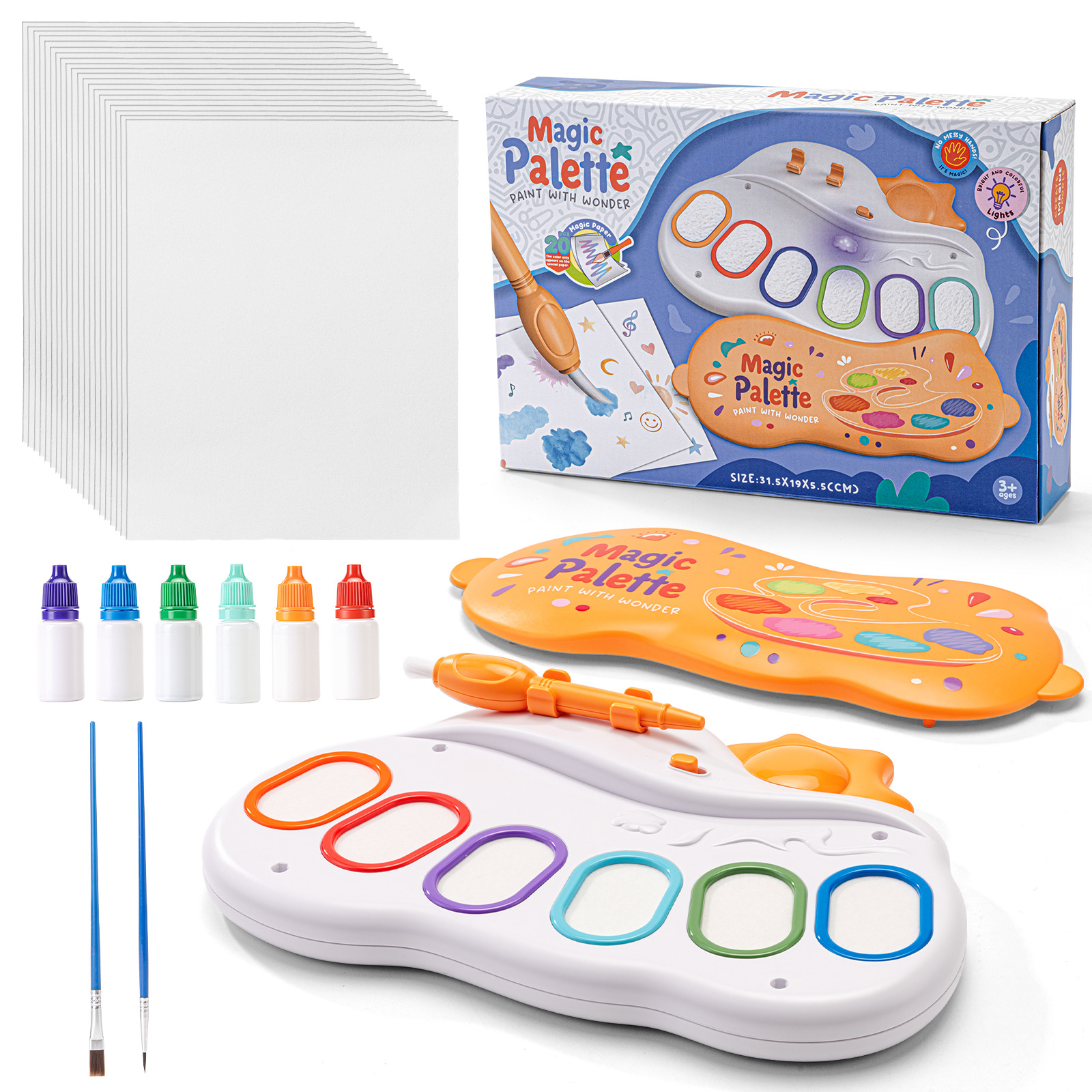 Paleta mágica - pequeño pintor - naranja - estándar 20 hojas de papel, 1 pincel.