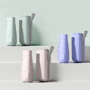 定制便携式迷你口袋雨伞户外防紫外线6折叠胶囊雨伞带盒 - Product Image 1
