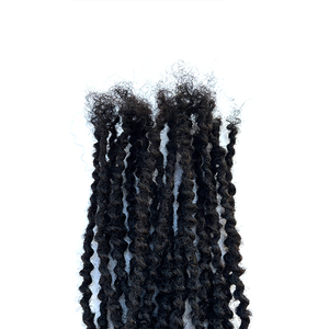 Textured Locs Human Hair Loc Extension Bundles Dreadlocks Extensions Full Handmade 100% Human Hair Extensions #1 Jet <strong>Black</strong> - Product Image 6