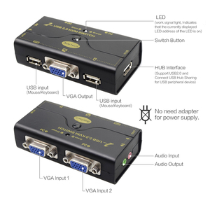 JideTech 2端口USB VGA KVM交换机，带USB集线器和音频以及2pcs KVM电缆 - Product Image 4
