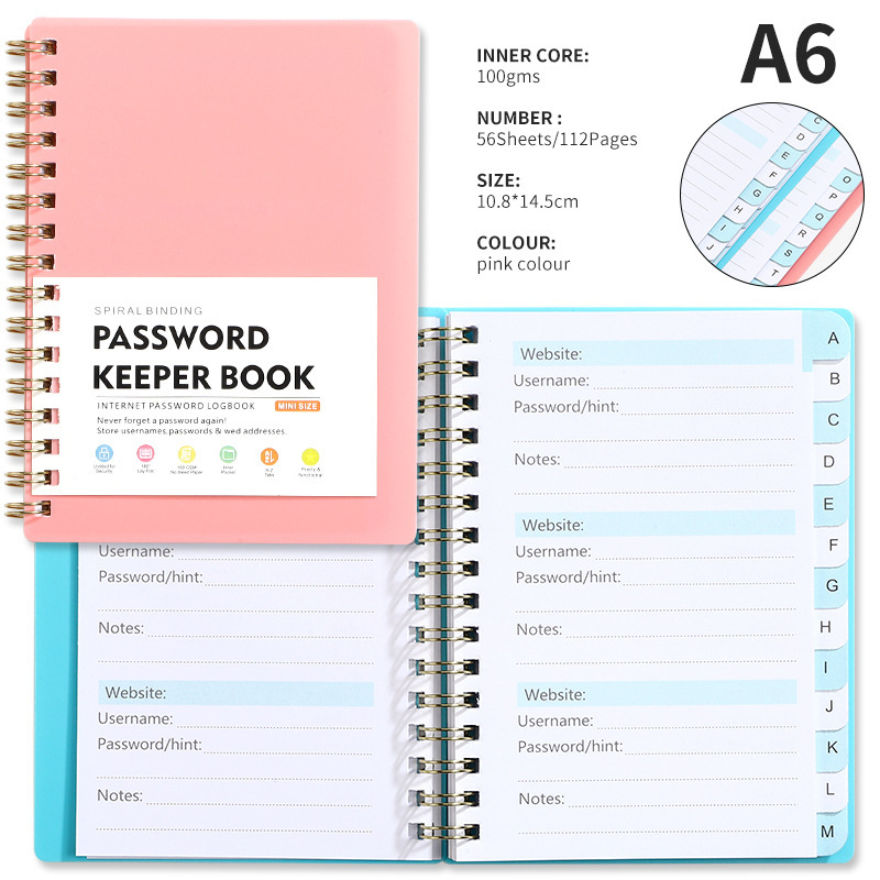 Libreta de contraseñas Pp rosa A6