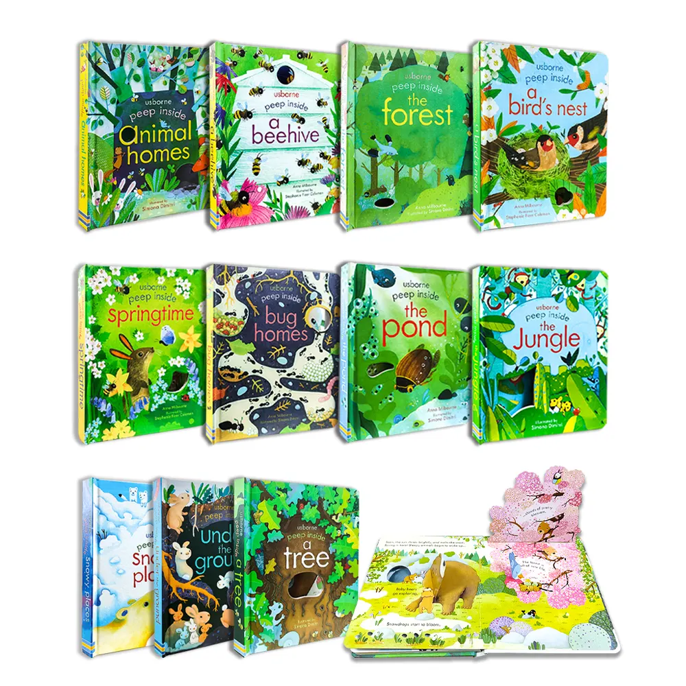 I libri Peep Slide ecologici di alta qualità sollevano i libri con patta per educazione precoce per bambini con copertina rigida