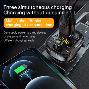 车载MP3播放器带5V 2 <span class=keywords><strong>USB</strong></span>发光二极管无线调频发射器bt 5.1 PD24W车载充电器音乐播放器