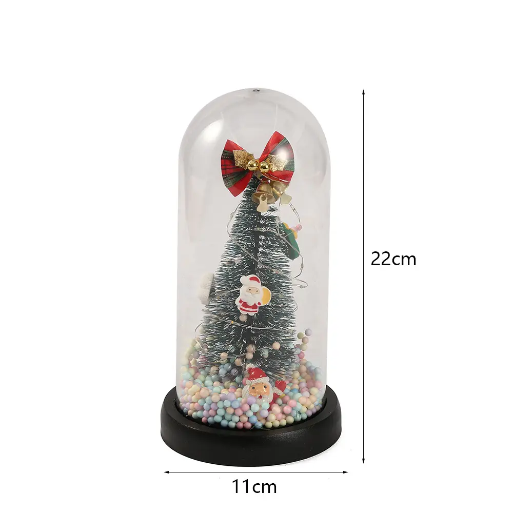 AYOYO OEM Mini Árvore De Natal Tampa De Vidro Presente De Natal LED Light Decoração Criativa