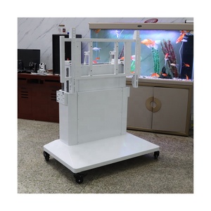 JGST New High-end Fashionable White Black 47-98 Inch TV Motorized Electric Mobile Flip Down TV Floor Stand Cart Mount