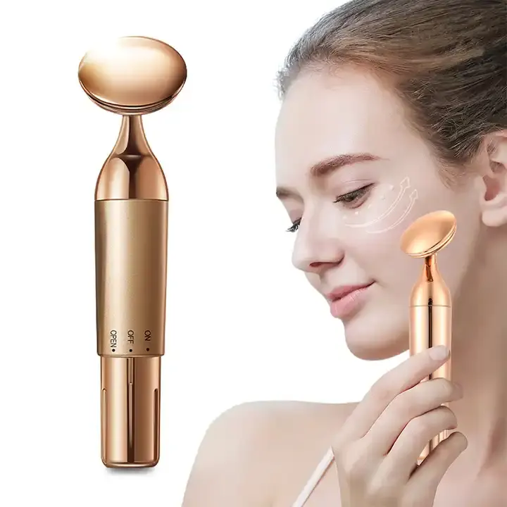 Anti Envelhecimento Rosto Massageador Wand Gold Beauty Vibratório Massagem Ferramenta Redutor de Rugas Melhora Creme Facial Apertar Firme