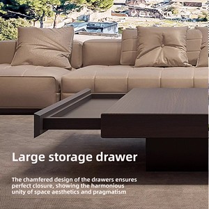 Bàn cà phê nổi màu óc chó phong cách tối giản hiện đại Ý phù hợp cho phòng khách gia đình căn hộ và khách sạn - Product Image 2