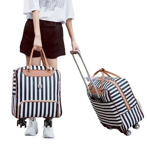 Trolley-Reisetaschen, Wochenend-Reisetasche, geeignet für Reisen große Kapazität wasserdichtes Handgepäck mit Rädern Stoff tragen