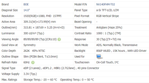 Boe 14.0inch FHD Màn hình LCD NV140FHM-T02 1920*1080 IPS hiển thị bảng điều chỉnh EDP 40pin cho máy tính xách tay thay thế hoặc sử dụng công nghiệp - Product Image 3