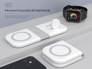 Katlanabilir şarj standı güç istasyonu 2 in 1 manyetik kablosuz şarj Pad 15W hızlı şarj Apple izle iPhone için LED ışık - Product Image 6