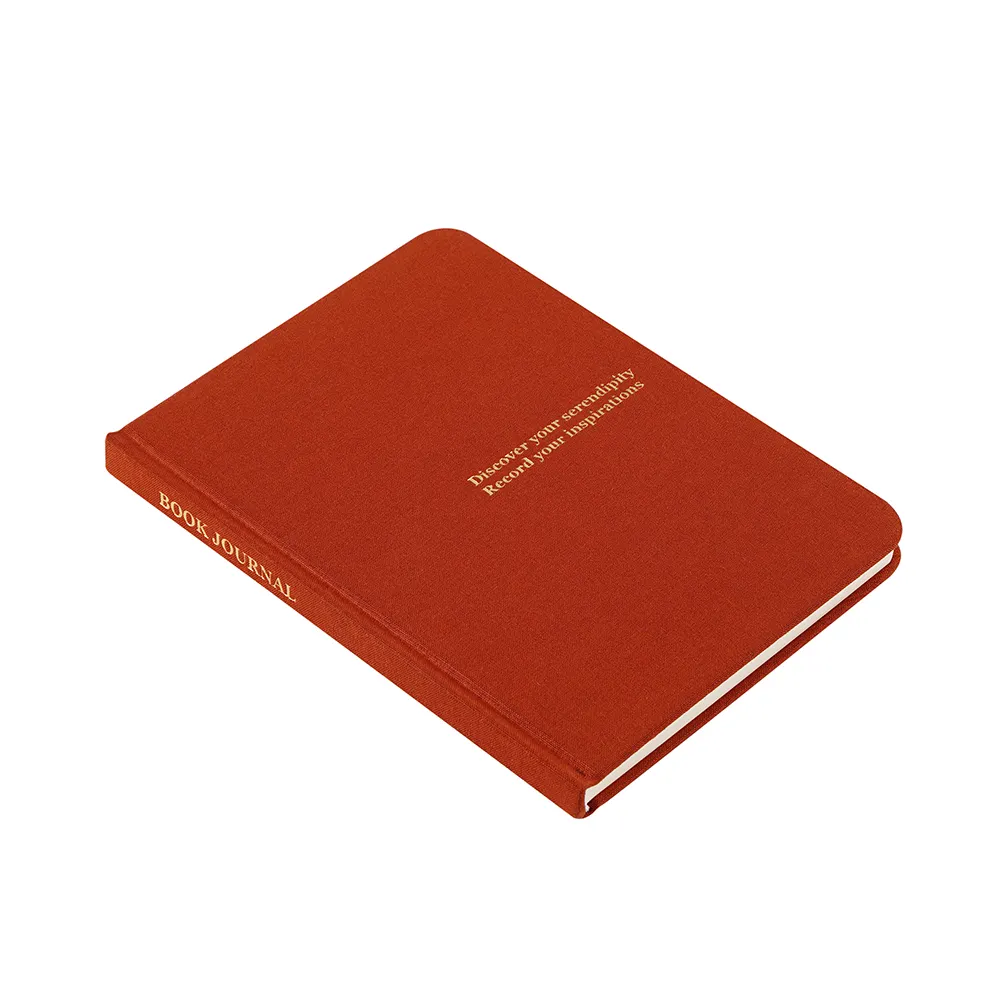 2024 Journal stampa personalizzata A5 copertina rigida in tessuto di lino rosso lamina d'oro stampa a griglia punteggiata libri di lettura diari