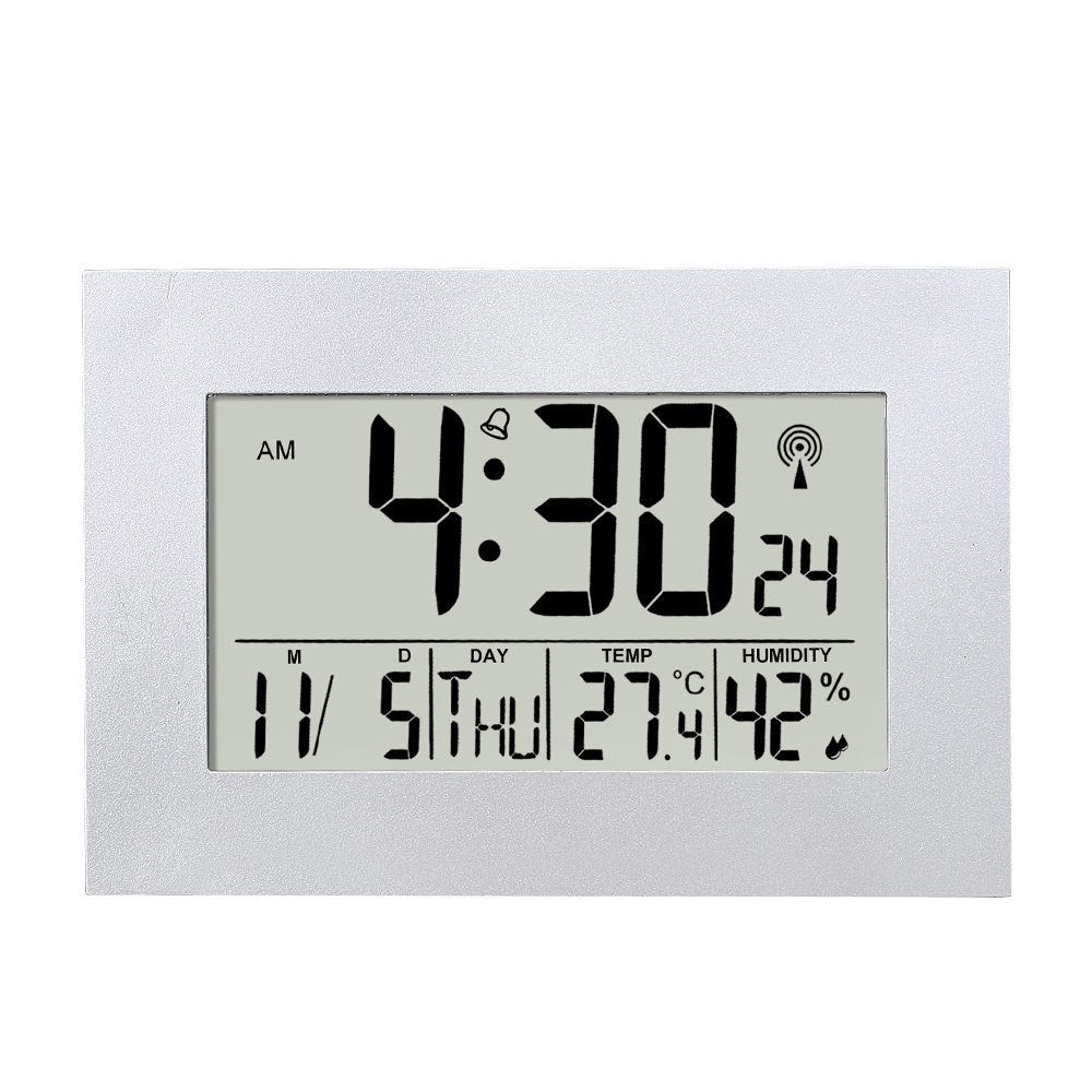 Horloge radiocommandée de couleur argent (exclusivement pour l'Allemagne)