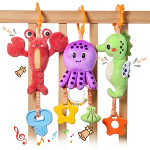 Tumamaキッズベッドティーザーガラガラおもちゃぬいぐるみマリンタツノオトシゴタコロブスターベビーベッドカーシートベビーカーハンギングソフトベルおもちゃ