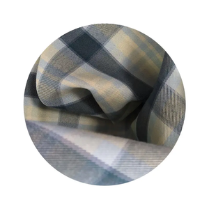 高品质定制100% 涤纶超细纤维格子蓝色格子校服衬衫面料 - Product Image 4