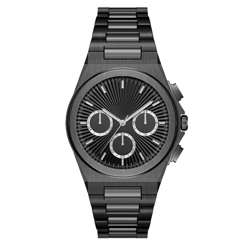 Montre à Quartz multifonction pour hommes, tout noir, nouvelle tendance, acier personnalisé, chronographe