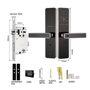 Elektrische Karte Keyless Entry Front Tastatur Holz Anti-Diebstahl-Passwort APP Smart Biometric Code TT Finger abdruck Türschloss - Product Image 2