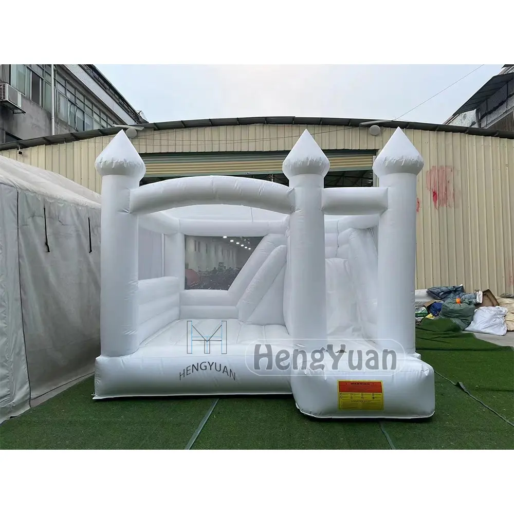 Hengyuan usine vraies photos fête gonflable de mariage avec toboggan Commercial blanc maison de rebond