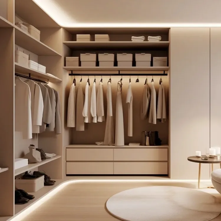 Desain lemari pakaian kustom rumah Modern baru kualitas terbaik untuk ruang ganti Walk in kloset