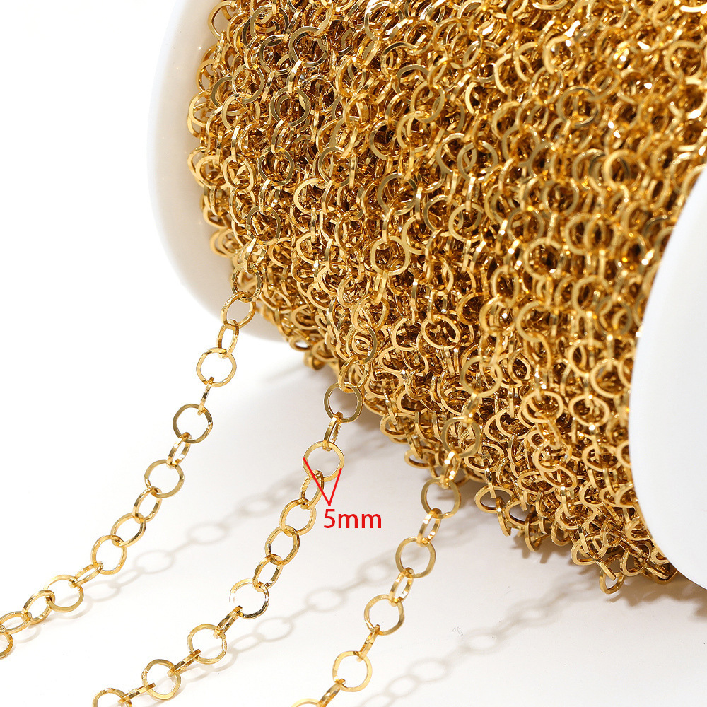 5mm wide, 0.6mm diameter circular chain gold