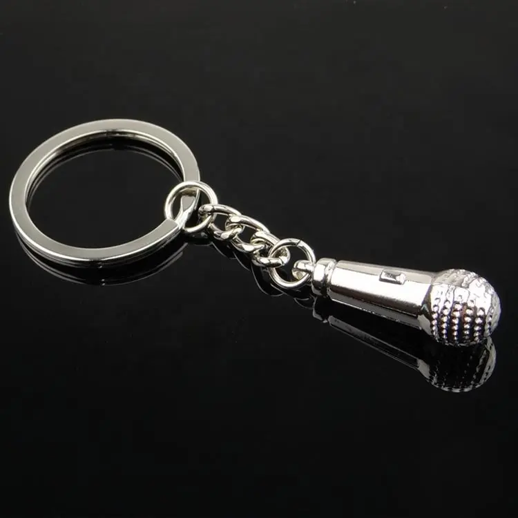 Customized Microphone Cut Out Metal Keychain