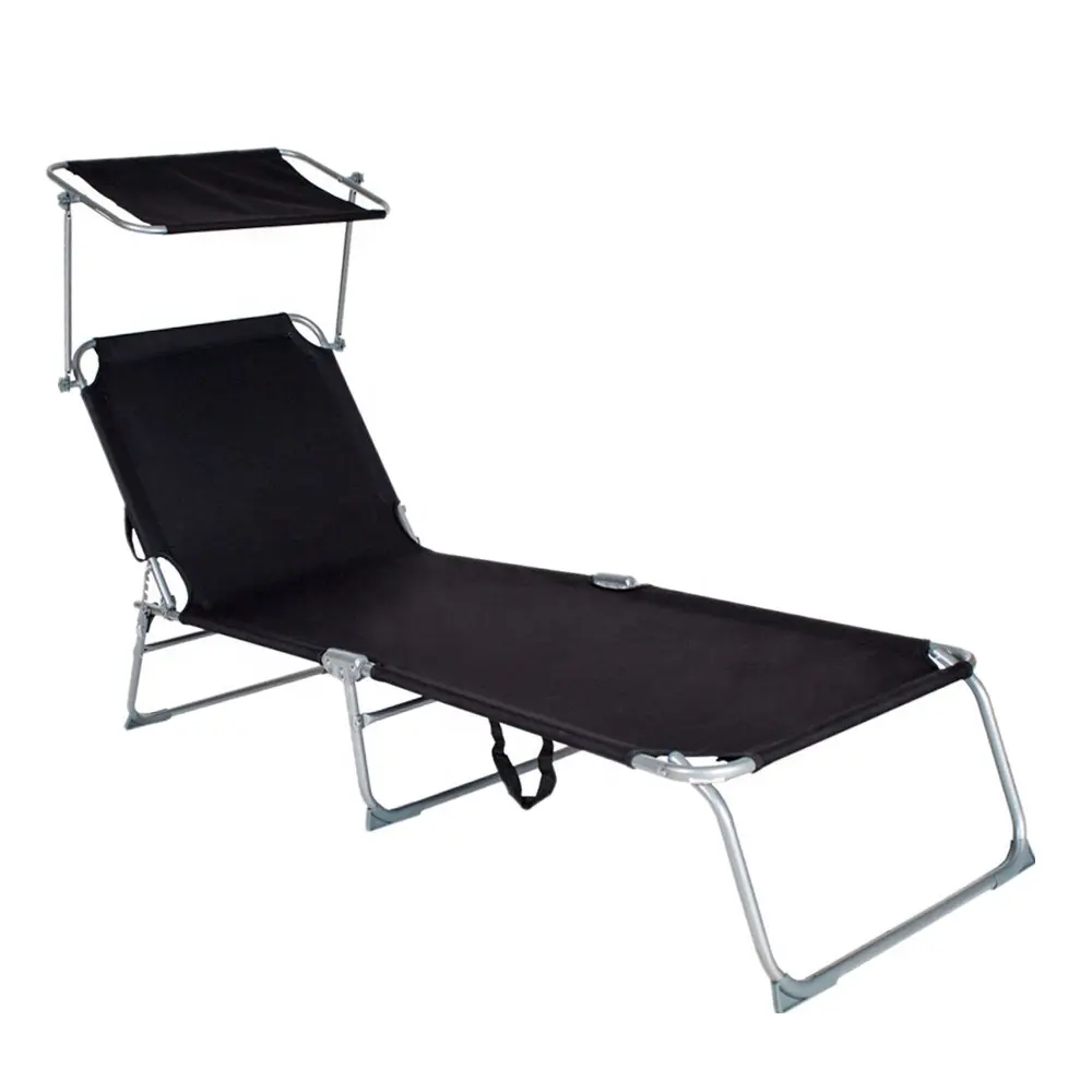 Cama plegable ligera para acampar en la playa, muebles de exterior con dosel y sombrilla