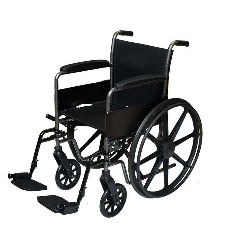 JM0101 económica al por mayor plegado Manual de sillas de ruedas para OEM Medline conducir Europa Meyra silla de ruedas de acero negro ISO13485 CN;JIA