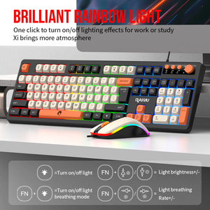 Venta al por mayor T18 Personalizado 3 en 1 Rainbow Light Keyboard Ratón óptico retroiluminado y juego de alfombrilla de ratón antideslizante - Product Image 2