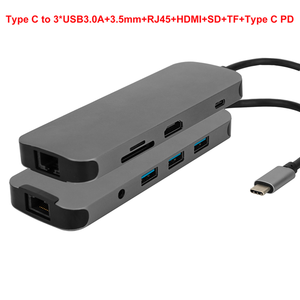 Type C to <strong>HDMI</strong> / USB3.0*3 / RJ45 / TF/ SD/ 3.5mm Audio / PD (for Charging) Converter <strong>USB</strong> Type-C 9 in 1 HUBs - Product Image 3