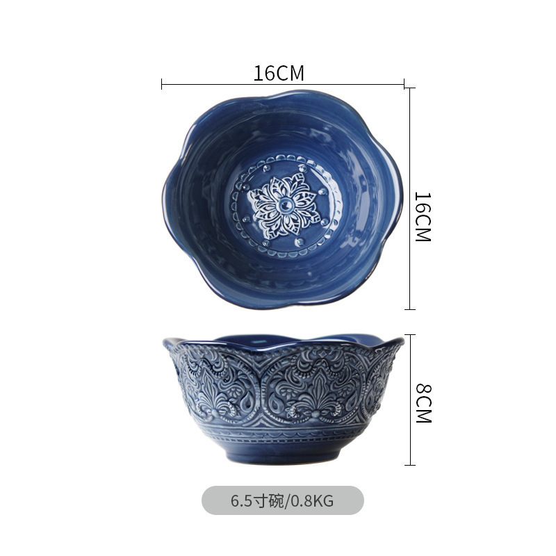 Bol bleu de 6,5 pouces