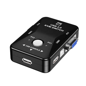用于2台电脑的黑色2端口USB VGA KVM开关共享1显示器键盘鼠标打印机2 KVM电缆VGA KVM键盘开关 - Product Image 1