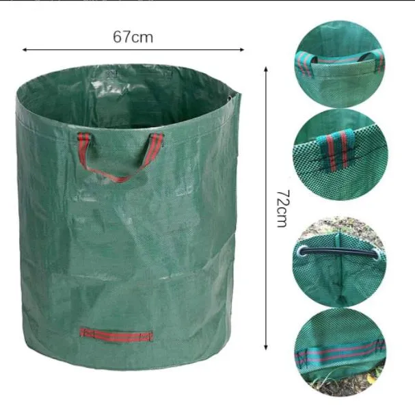 272L borse da giardinaggio riutilizzabili Extra Large per impieghi gravosi, borsa per rifiuti di foglie da giardino per piscina da prato