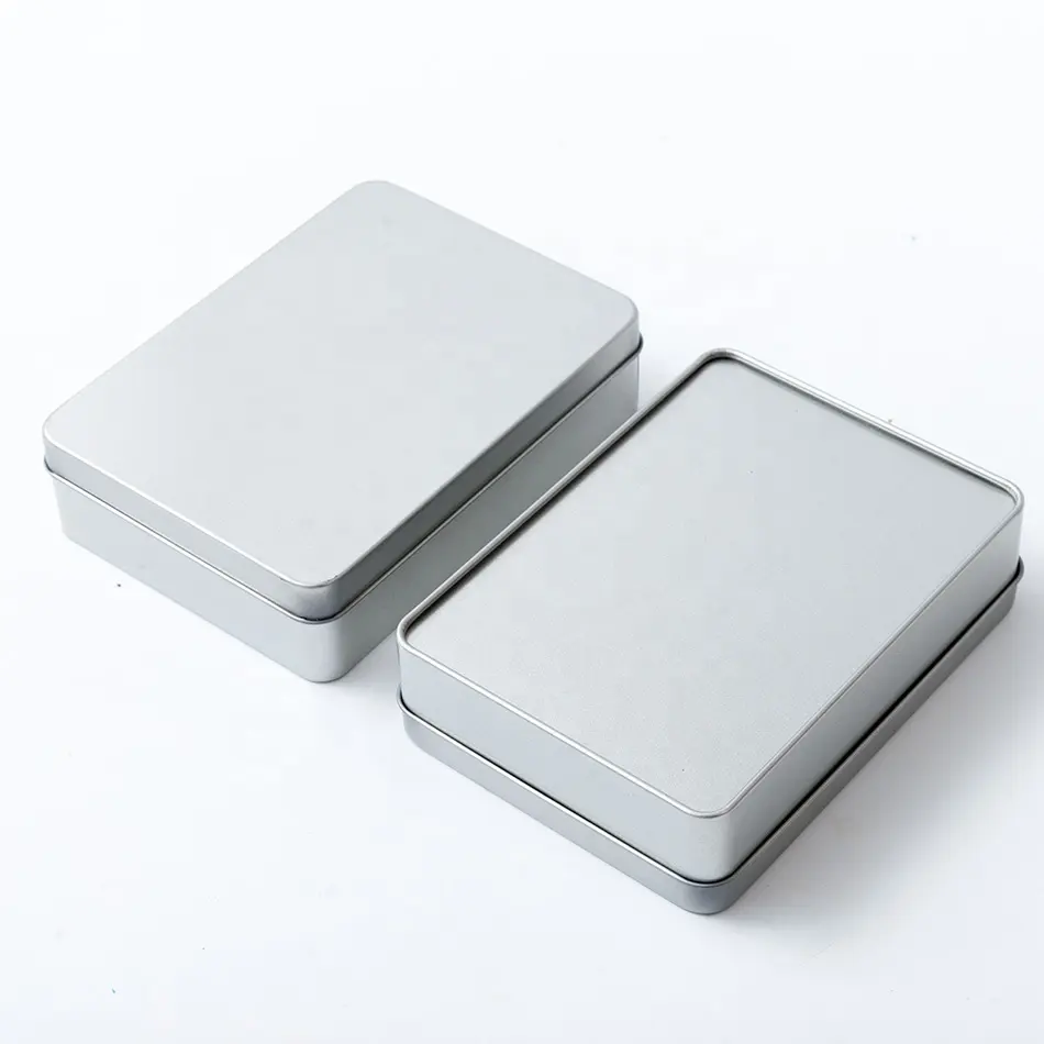 कस्टम मुद्रण अलक धातु नमूनों मढ़वाया खेल कार्ड कैंडी थोक धक्का ढक्कन छोटे भंडारण आयत टिन बॉक्स