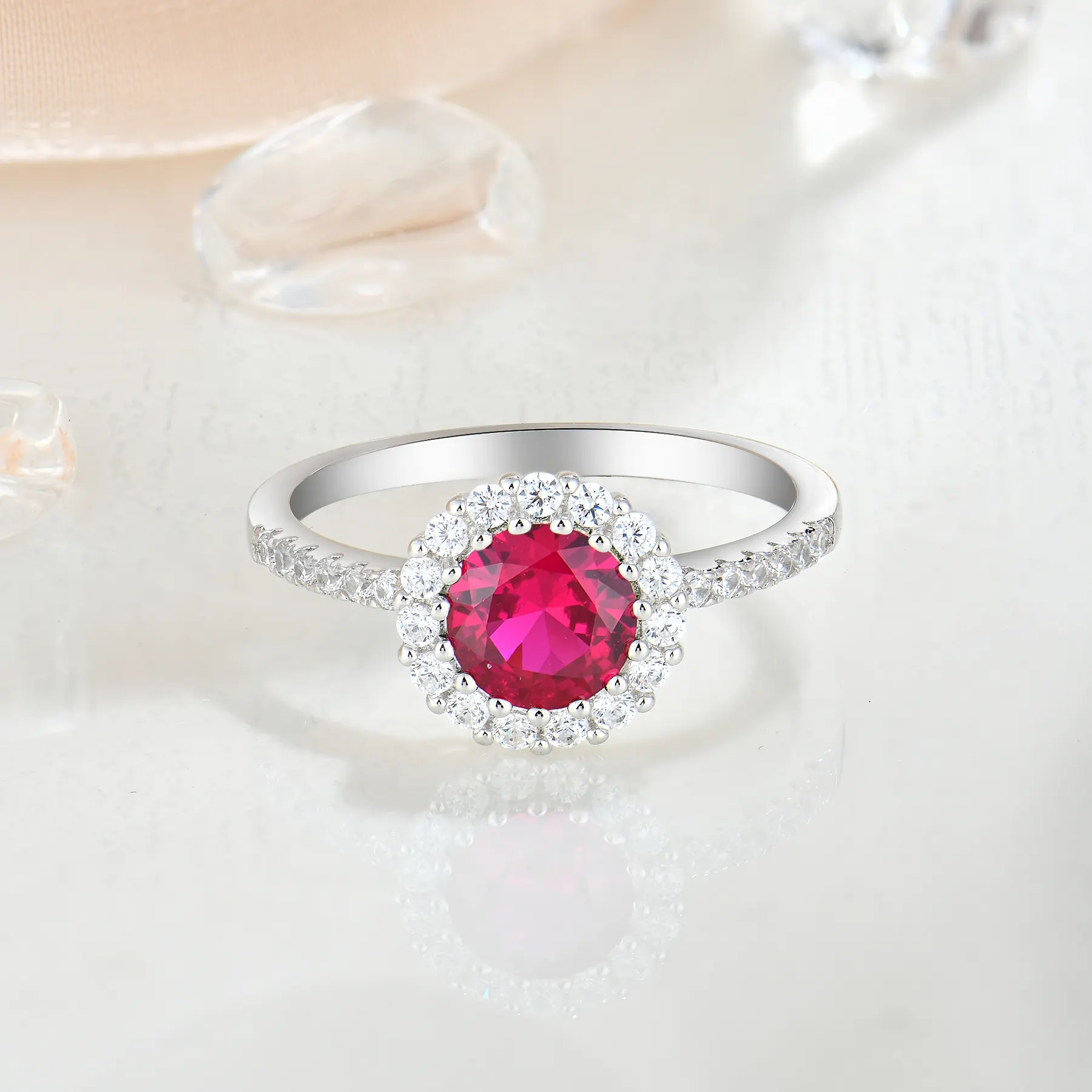 골드 도금 꽃 RED 지르콘 다이아몬드 약혼 손가락 반지 많은 라인 석 혼합 도매 대량 반지