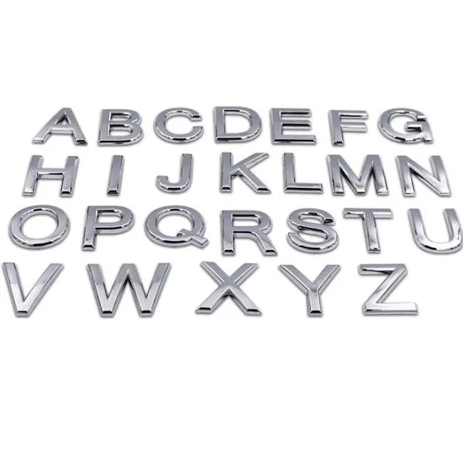 Individuelles Auto 3D Metall-Alphabet-Emblem-Bürze Chrome Silber Englische Buchstaben Zahlen Logo Fenster Dekal Auto-Metallaufkleber
