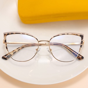 Metal optik çerçeveler sevimli kedi göz bilgisayar gözlük boy Anti mavi işık üçgen optik gözlük renkli çerçeveleri kadınlar - Product Image 2