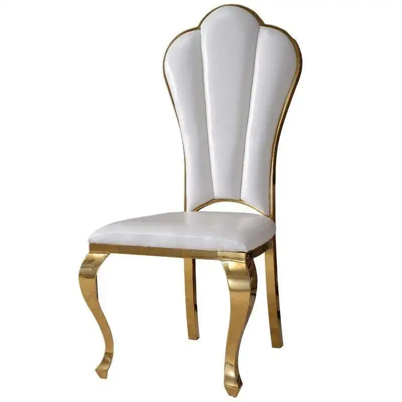 Luxury High Backrest Dining Chair Stainless Steel Cross-Foot Wedding Chairs Gourd Foot Modern Banquet Restaurant Chair