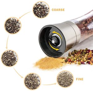 Eco-friendly <strong>180ml</strong> <strong>Glass</strong> Sea Salt Pepper <strong>Grinder</strong> Spice Grinding with Stainless Steel Top Salt and Pepper Mill - Product Image 6