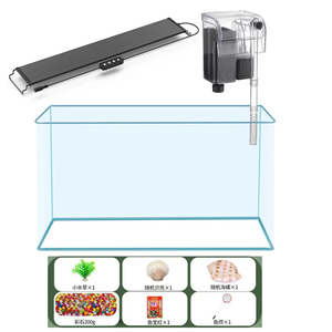 [ONE Set] Ultra Clear Transparent Aquarium Tank Glass+ Porgrammable Timer LED Fish Tank Light +Aquarium <strong>Filter</strong> - Product Image 1