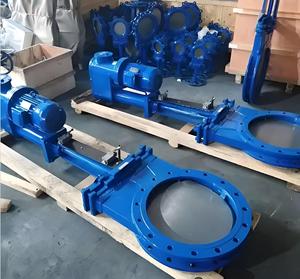 中国工場のANSI Pn25 Pn16ダクタイル鉄弾力性ソフトシール立ち上がりステムナイフゲートバルブDN80 DN100 DN200電気OEM