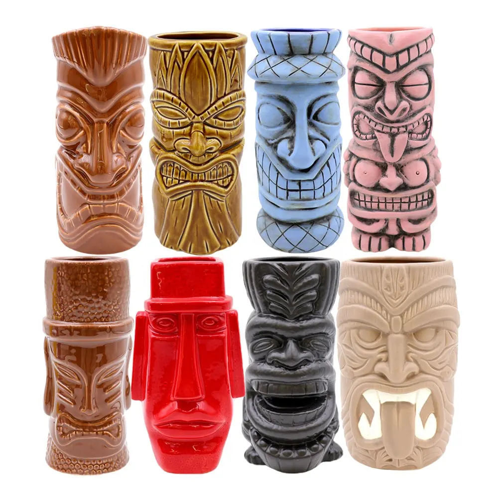 Produits originaux protégés par le droit d'auteur personnalisés Articles de bar tropicaux hawaïens Mugs à cocktail en porcelaine Catalogue Mug tiki en céramique