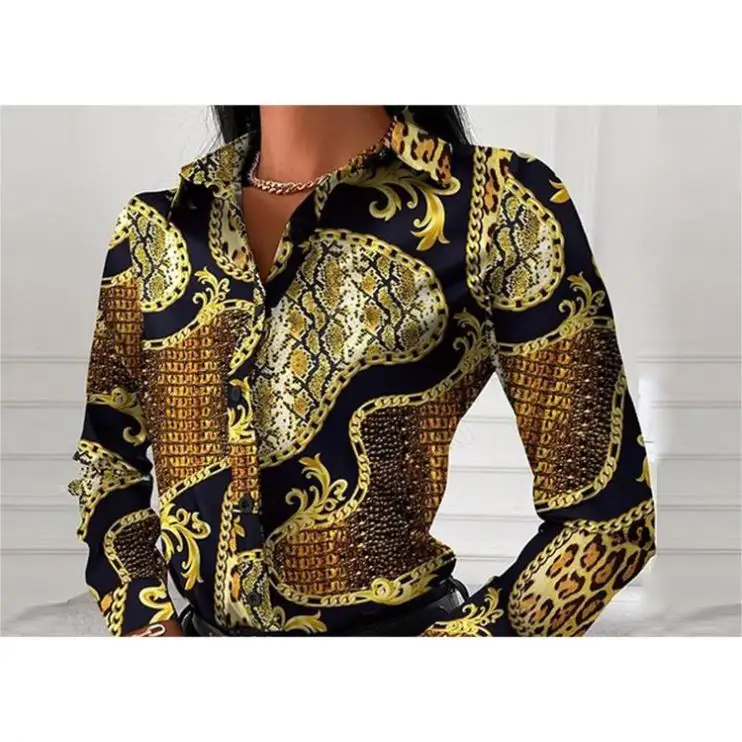 Custom Ladies Shirt Printing Graphic Cotton Shirt Drop Shoulder Plus Size Women's Blouses &amp;amp; Shirts