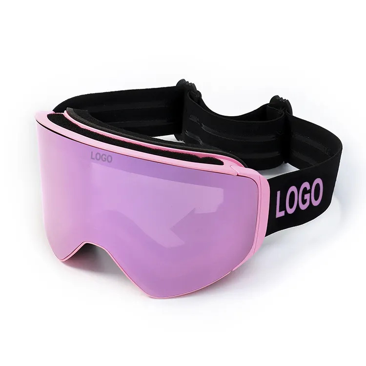 Gafas de nieve al por mayor diseñador esquí Rosa antivaho gafas nieve gafas de sol logotipo personalizado etiqueta privada gafas de esquí magnéticas