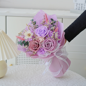 Món Quà Mới Ý Tưởng Cuối Cùng 3 Năm Giấy Gói Bất Tự Nhiên Khô Bó De Fleurs Mariage Vĩnh Cửu Rose Bảo Quản Bó Hoa Của Hoa - Product Image 5