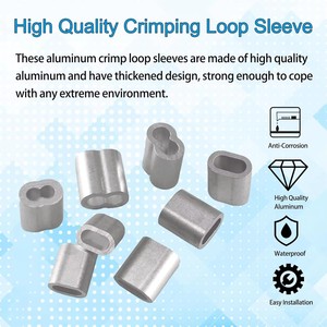 <strong>Alpha</strong> Aluminum Crimp Loop Sleeve Non-Slip Fishing Tool for Saltwater Lure Round <strong>Shape</strong> - Product Image 2