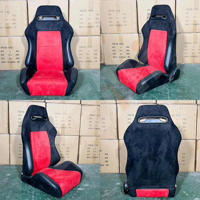 SEAHI Fornecimento de fábrica Assentos de Carro modificados de camurça vermelha assentos de corrida ajustáveis