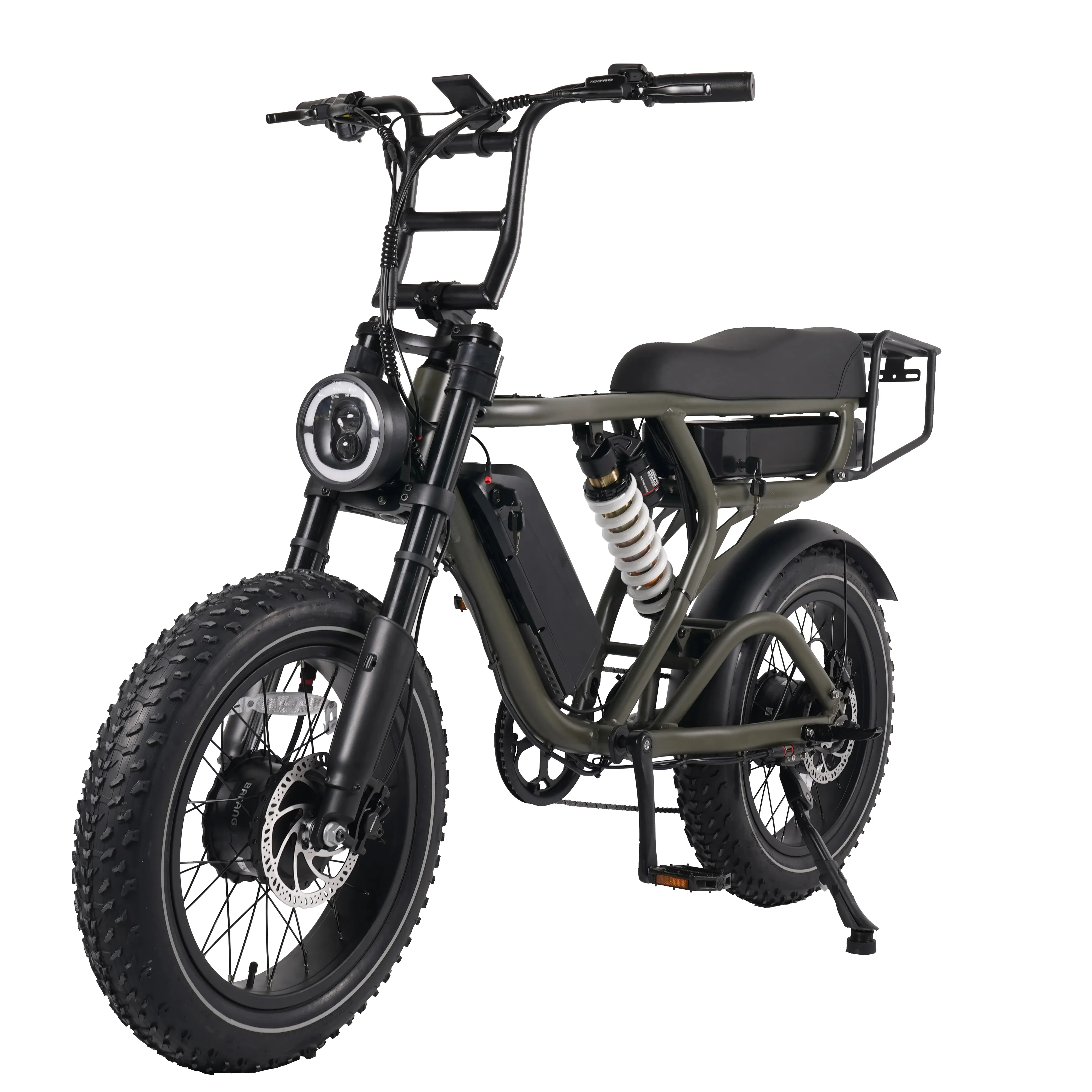 Bicicleta elétrica com motor duplo de 1000 W, 52V, 15AH, 20AH, Bateria, DNM, suspensão média, logotipo de cor personalizada, Bicicleta gorda, Bicicleta elétrica com pneu gordo