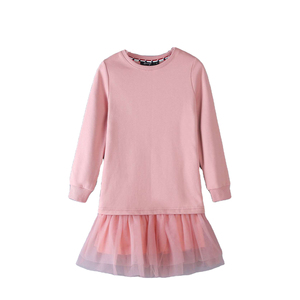 Directo de fábrica al por mayor-Francés Terry niños verano algodón vestido largo Color sólido barato niña moda infantil durante 12 años