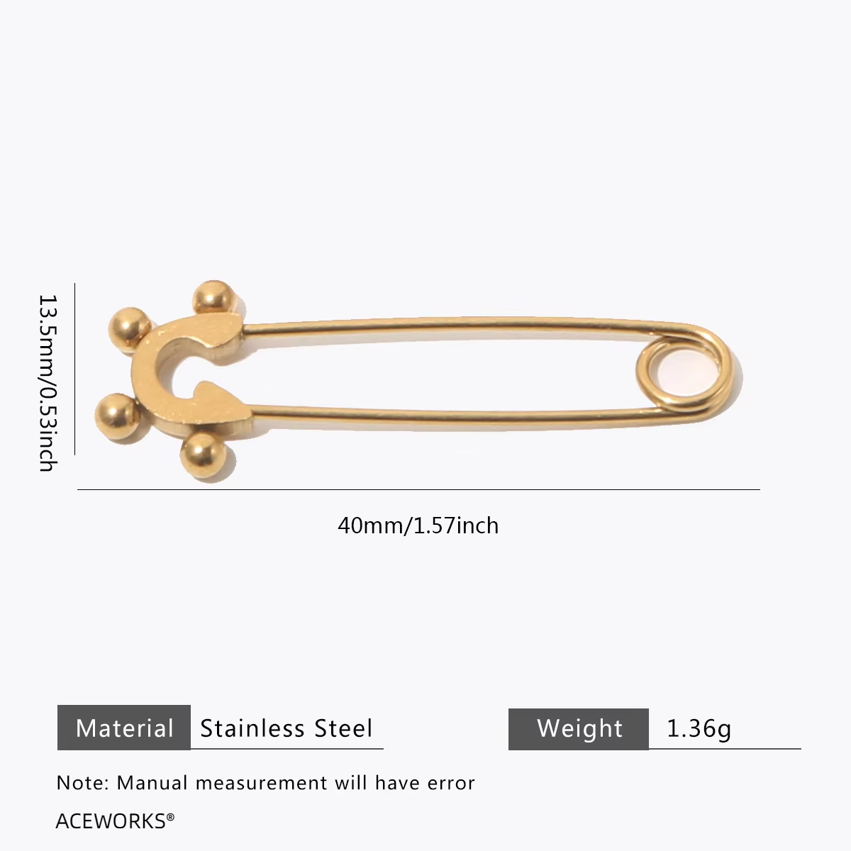 Gold solder bead pin